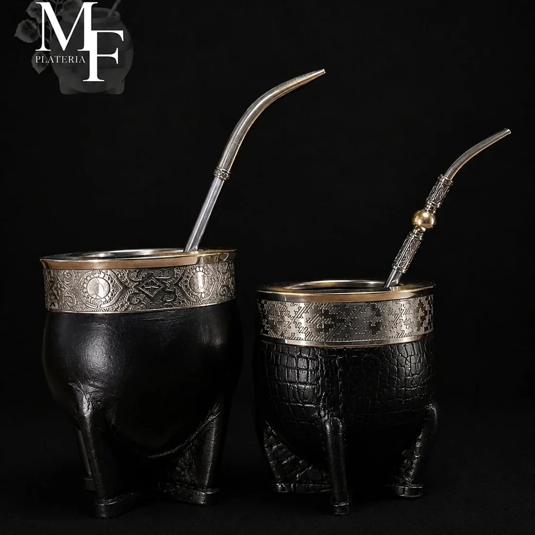 Mates imperiales de cuero negro